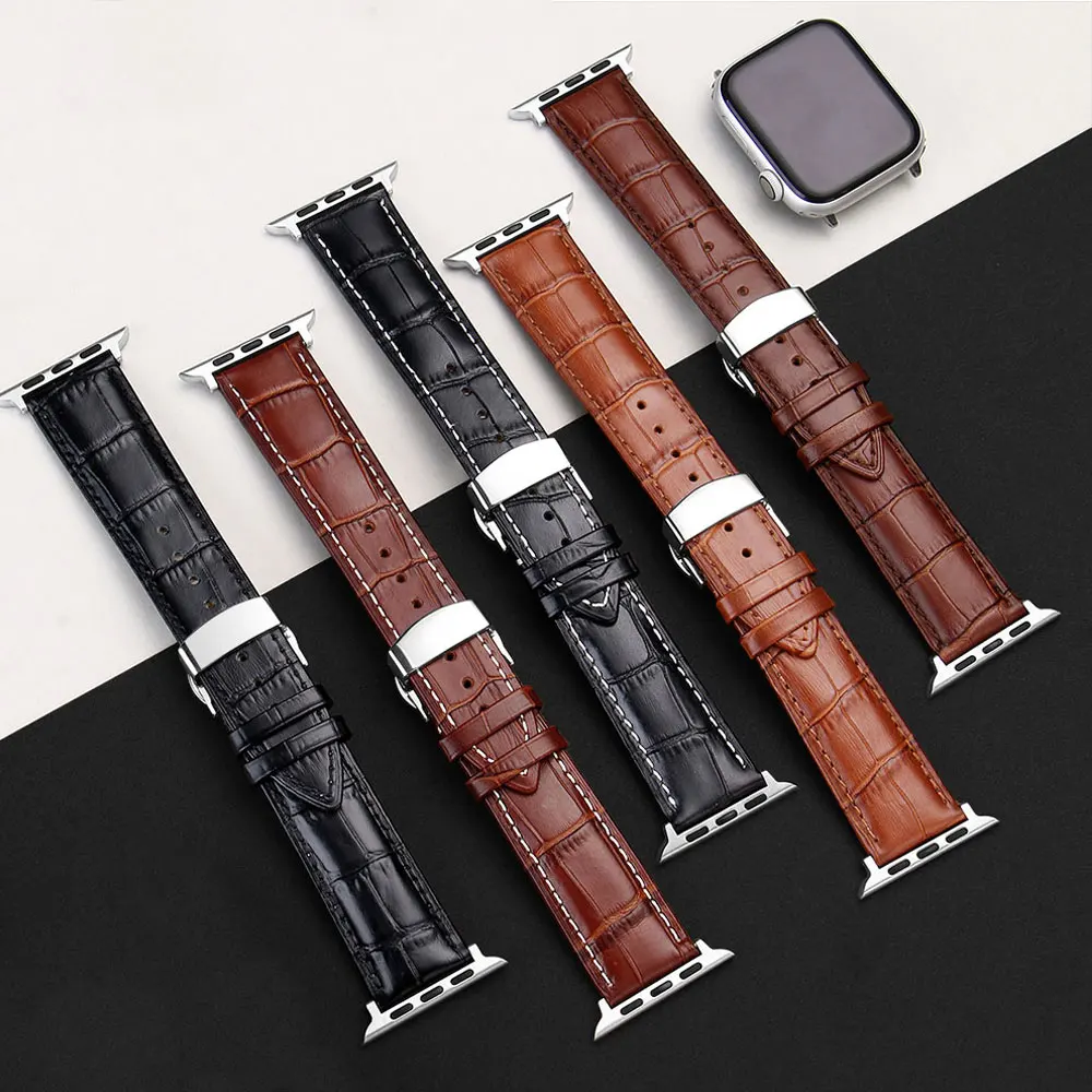 UTHAI A05 ремешок из натуральной кожи для Apple Watch 42 мм 38 мм 44 мм 40 мм сменный ремешок для iWatch 4 3 2 1 браслет
