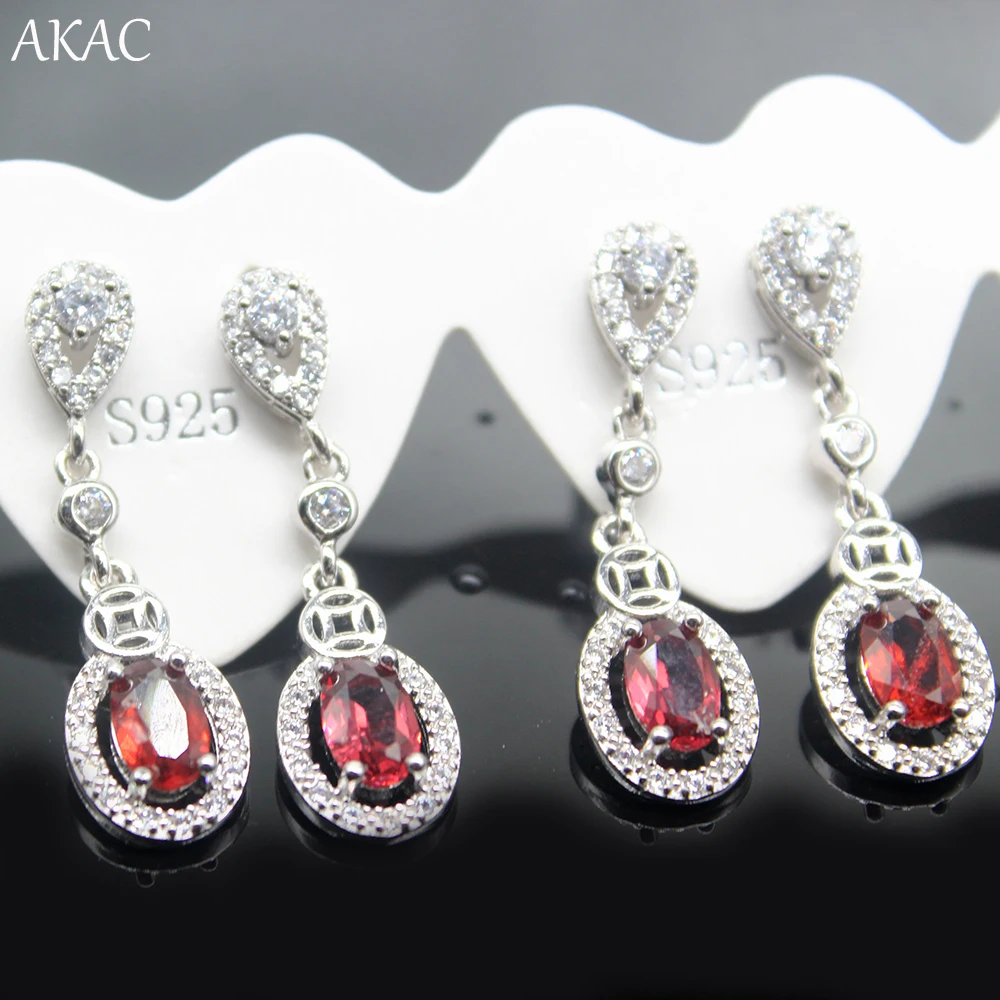 Серьги из натурального красного граната длина около 28 мм 4 пары | Украшения и