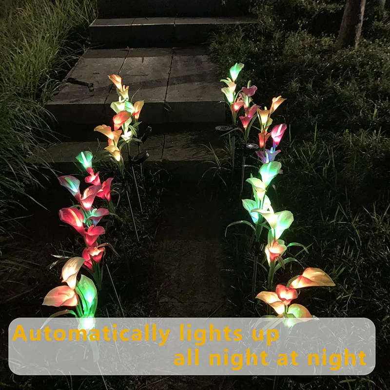 LED Solar Lawn Light IP65 Outdoor Waterproof 4LED Garden Calla Flower Landscape Lighting Courtyard Decoration | Лампы и освещение