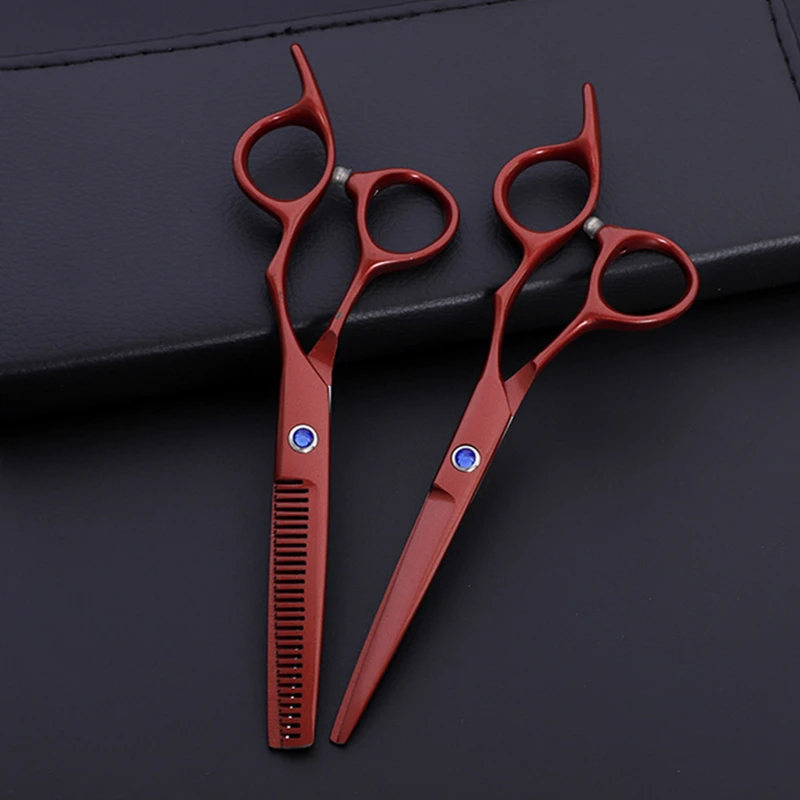 

professional Japan 440c 6 '' wine red hair scissors haircut thinning barber makas make up cutting shears hairdresser scissors