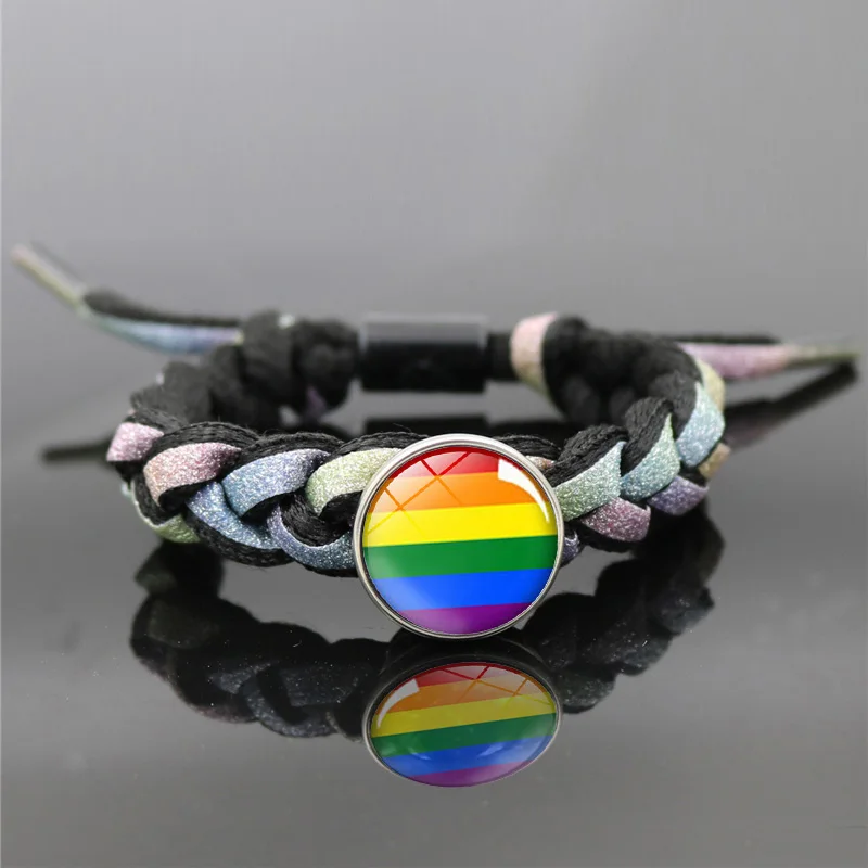 Плетеный веревочный браслет ручной работы ЛГБТ оптовая продажа гей-гордость