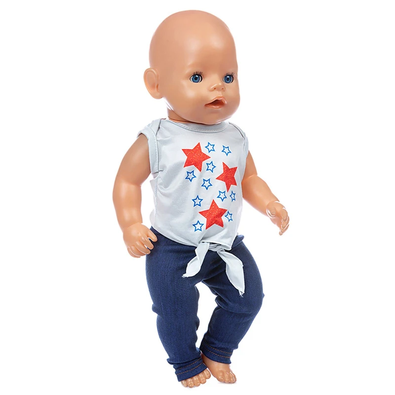 

43 Cm Doll Clothes Five-pointed Star Suit Bandage Fashion Reborn Doll Trousers for American Girl Doll Clothes Toys for Girls