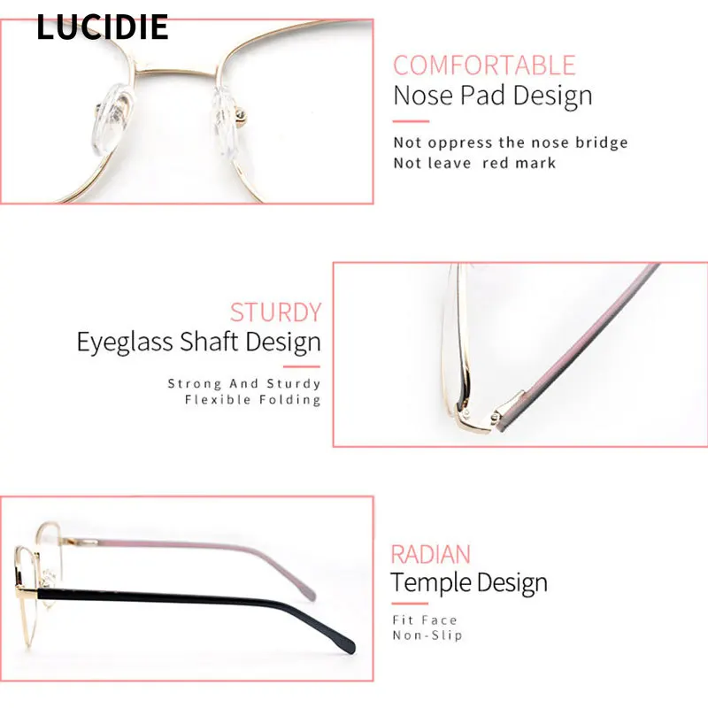 

LUCIDIE 2020 Fashion Women Anti Blue Ray Glasses Frame Myopia Prescription Eyeglasses Vintage Square Eyewear Optical Spectacles
