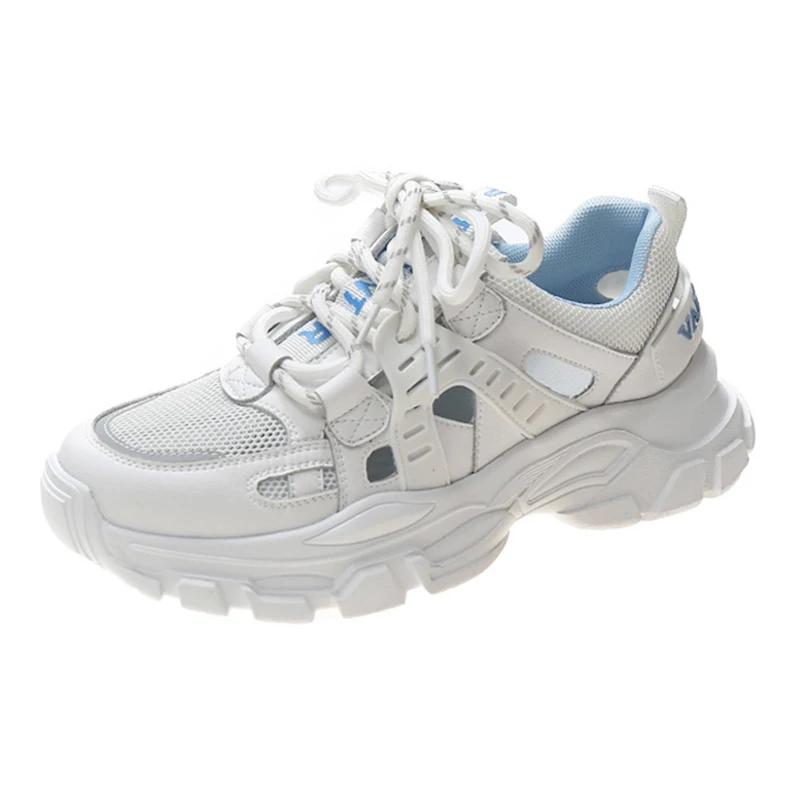 

Summer Sneakers Woman Fashion Wedge Shoes Women Heels Tennis Female Hollow Platform Sneakers Women 2021 Designer Casual Shoes