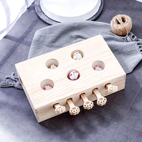 pet training toys funny wooden cat hunt puzzle toy solid wooden sqaure magic box pet hit hamster with 35 holed pet products