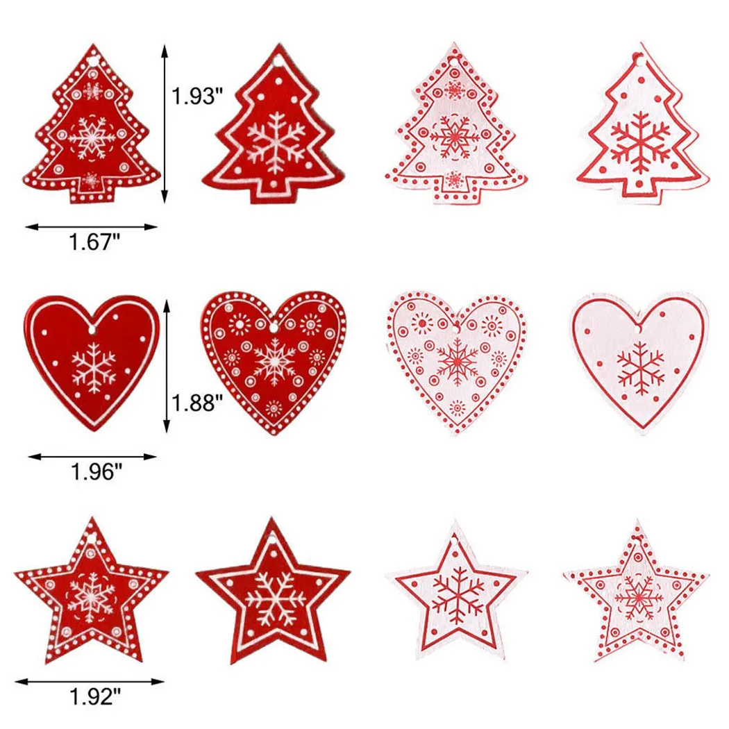 

With 6M Rope 24pcs/set Christmas Wooden Hanging Ornaments DIY Snowflake