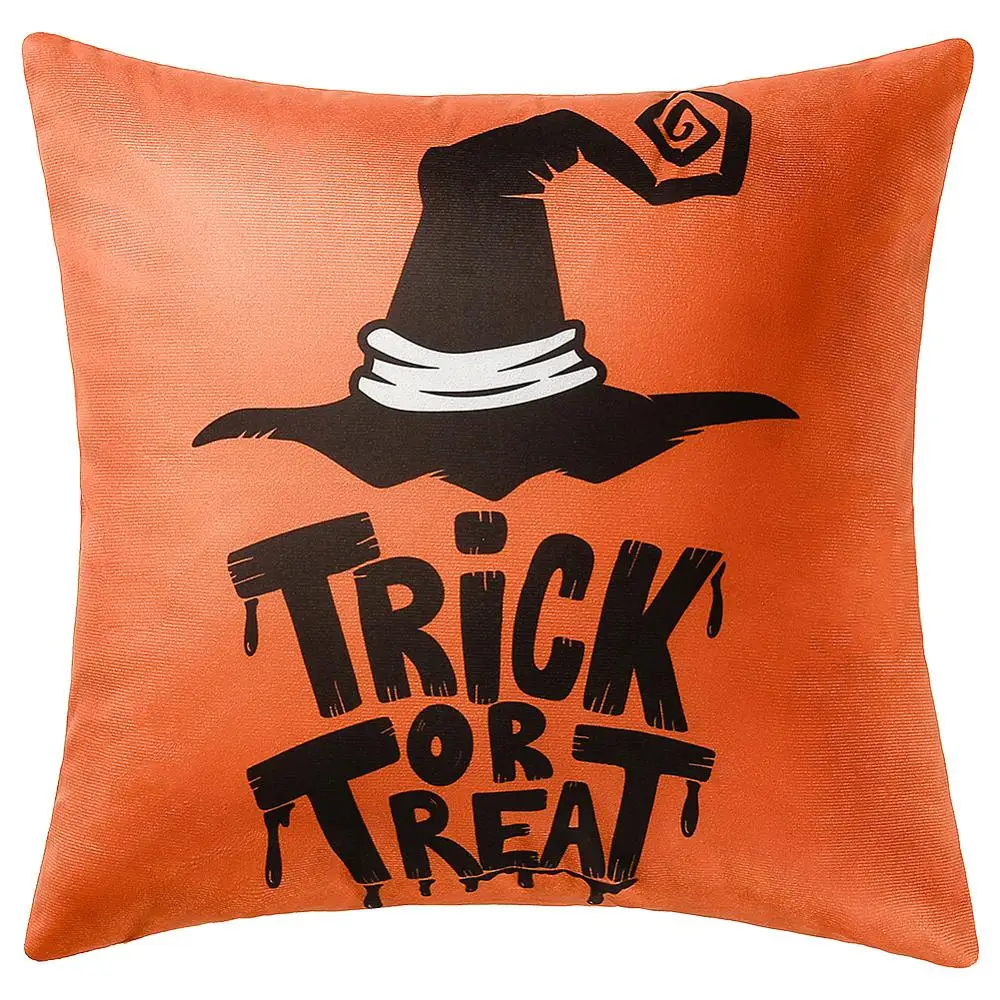 

Halloween Cushion Cover Decorative Throw Pillow Cover 45x45cm Yellow Pumpkin Pillow Case Wizard Home Decor Witch Pillowcase 1pc