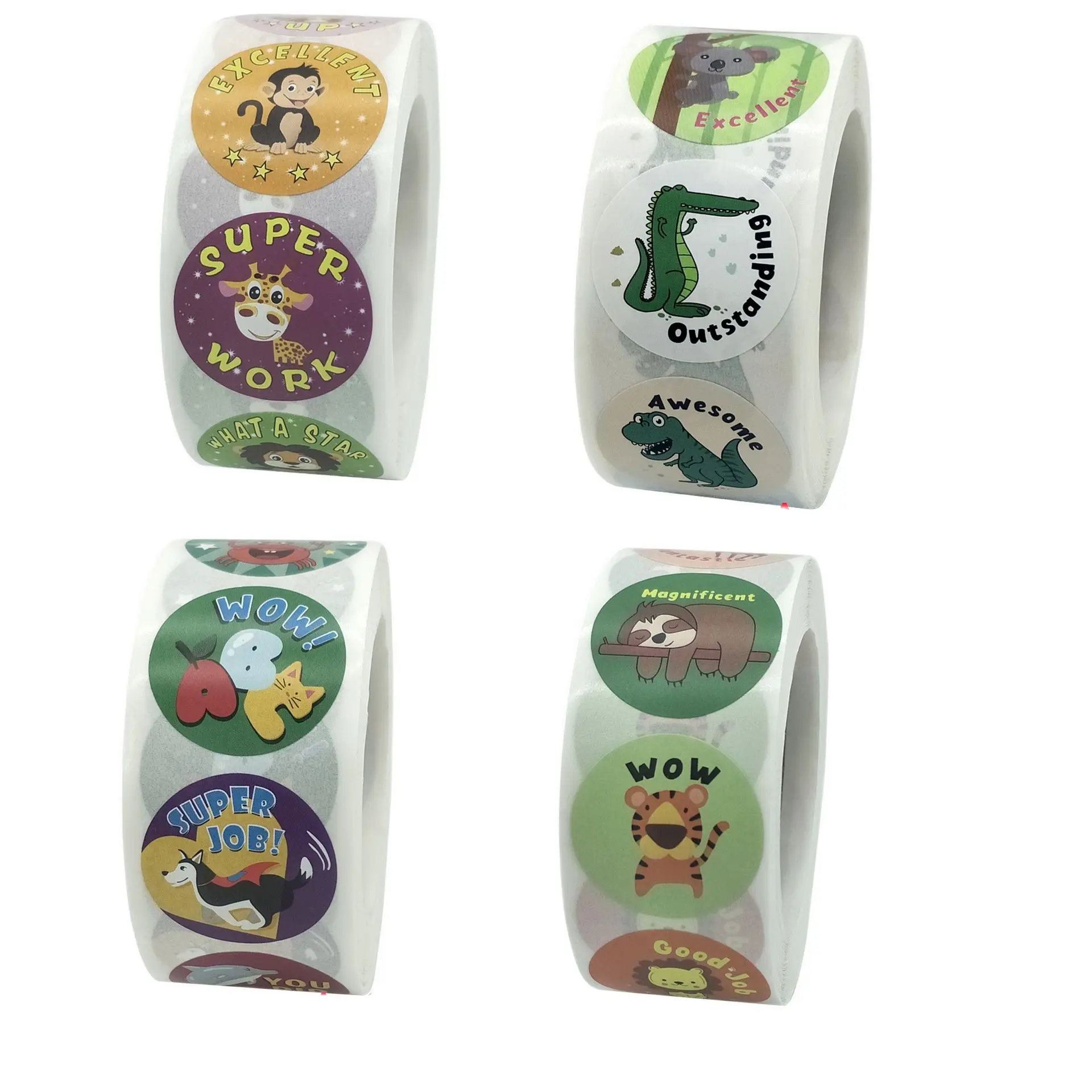 

500 Pcs Reward Stickers Motivational Stickers Roll for Kids for School Reward Students Teachers Cute Animals Stickers Labels