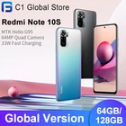 Смартфон Xiaomi Redmi Note 10S, в наличии дюйма, 4 камеры 64 ГбГлобальная версия ГБ, 128 мА  ч, 64 мп, AMOLED-дисплей 5000 дюйма, 33 Вт, зарядка