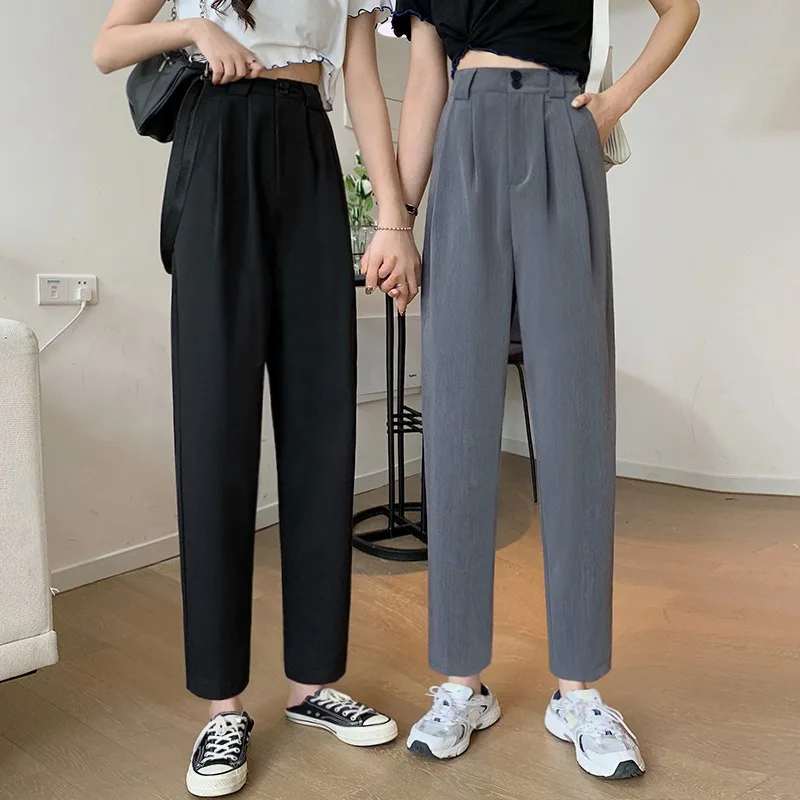 

YAMDI casual winter 2020 korean style trousers women wide leg pant solid woman pants high waist Straight Streetwear autumn loose