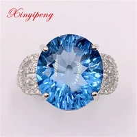 xin yipeng fine gemstone jewelry real s925 sterling silver inlaid blue topaz rings anniversary gift for women free shipping