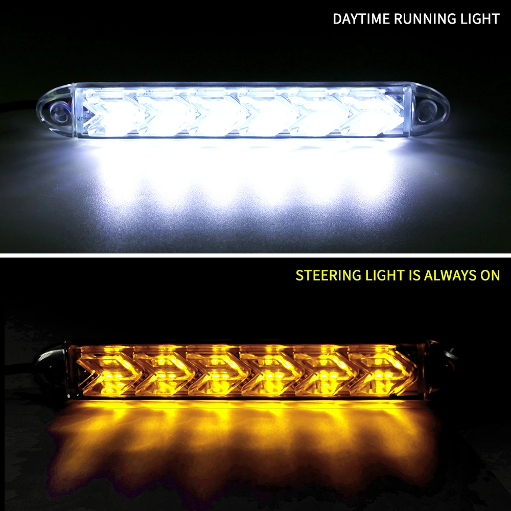 

2pcs 12V Car DRL Lamp Flexible Bar Daytime Running Light LED Auto Guide Lights Strip Turn Signa Universal Headlights Waterproof