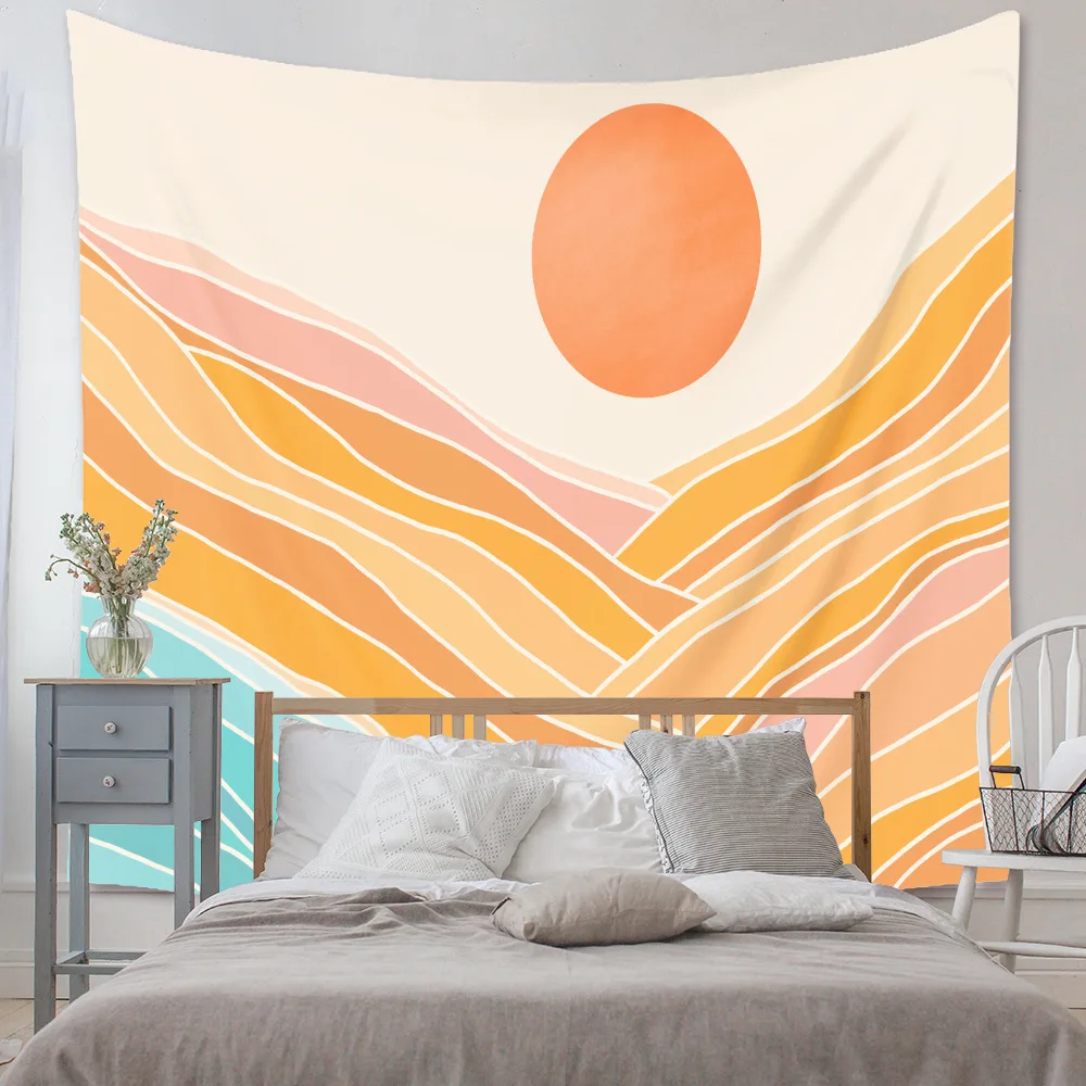 

Гобелен с изображением гор восхода солнца, разноцветные подвесные настенные гобелены, украшение для дома, настенное одеяло, декоративный г...