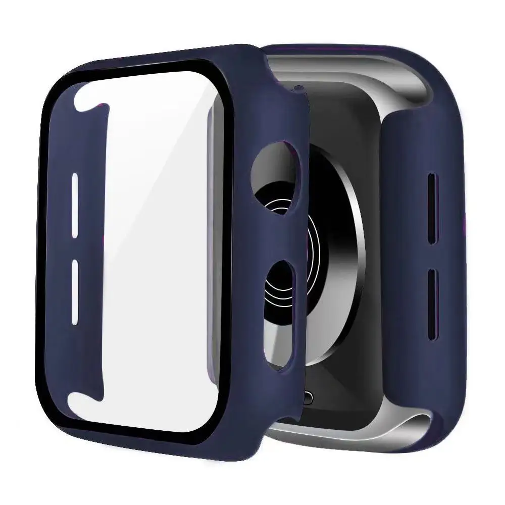Case + Tempered film Compatible with Apple watch Case 44mm 42mm 40mm 38mm Glass protective shell for iwatch 6 5 4 3 2 1 SE case