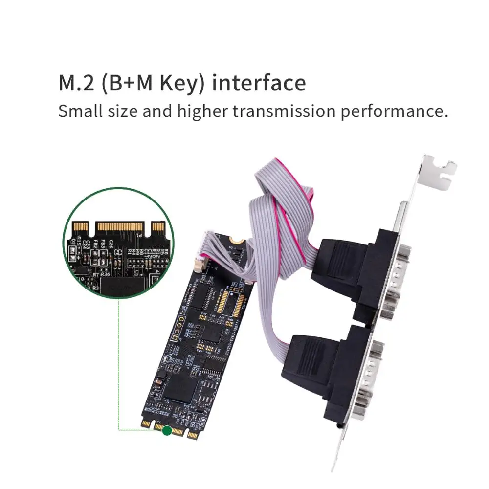 Ключ IOCREST M.2 B и ключ M к Rs232 Rs422 Rs485 Db9 последовательная карта порта NGFF адаптер для