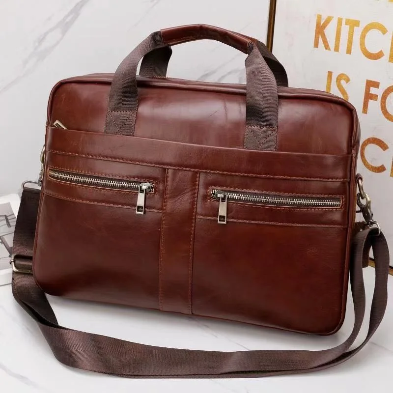 

Новинка 2021 мужская сумка Вместительная из натуральной кожи на одно плечо в деловом стиле