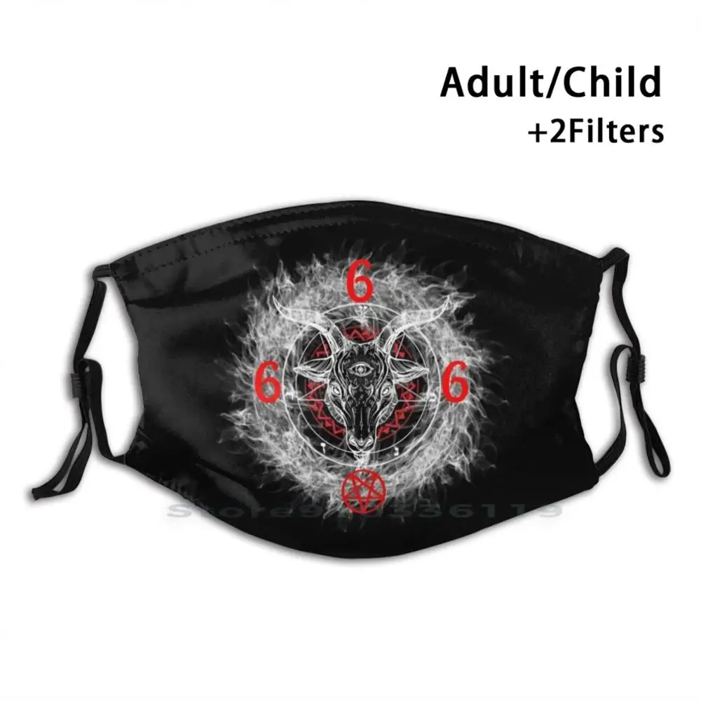 

Satanic Goat Head Baphomet Circle Satan Symbol Lucifer Devil Print Reusable Pm2.5 Filter DIY Mouth Mask Kids Lucifer Satanic