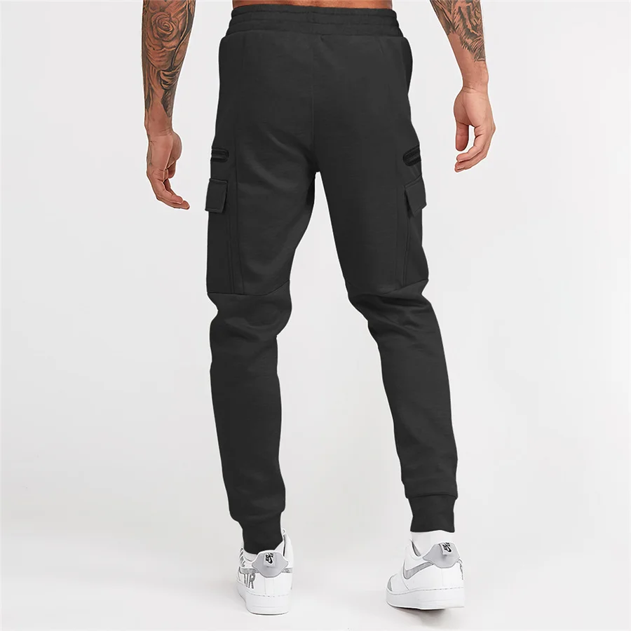 

New Gray Gym Sport Pants Men Joggers Fitness Sweatpants Running Pants Men Sports Trackpants Bodybuilding Trousers Zipper Pockets