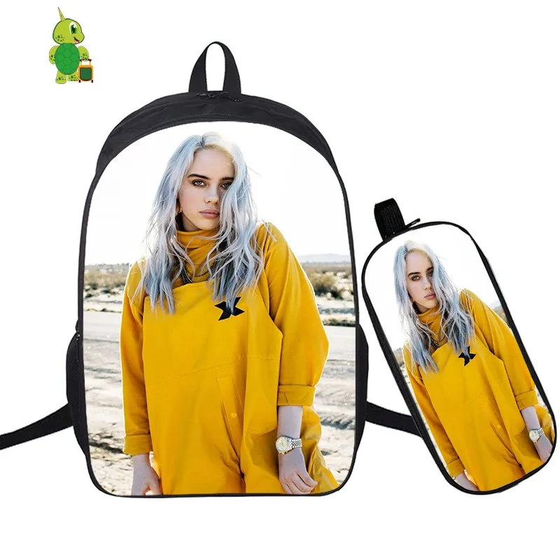 В стиле «хип-хоп» Billie Eilish 2 шт./компл. рюкзак школьные сумки для подростков мальчиков и девочек студенты рюкзак для ноутбука Карандаш Чехол дорожные сумки - Цвет: 24