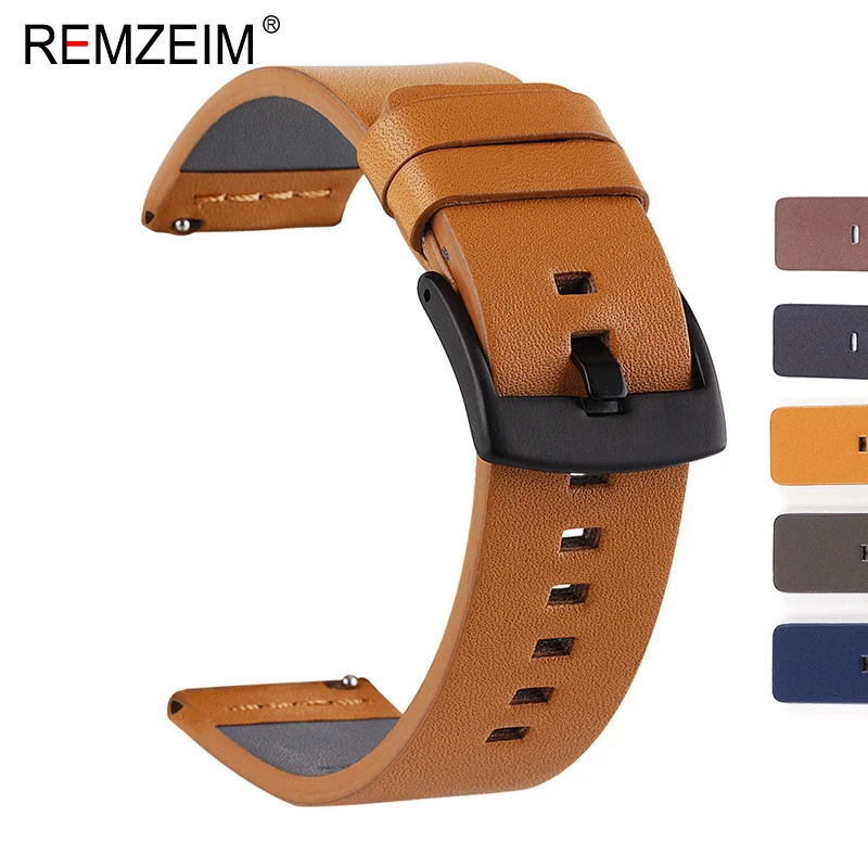 

Quick Release 18 20 22 24mm Genuine Leather Samsung Watchband Strap for Amazfit Huawei Galaxy Watch Gear Watch Band Bracelet