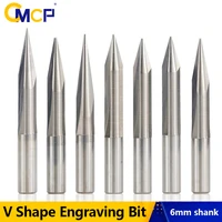 cmcp cnc carving bit 6mm shank 15202530 degrees v shape end mill cnc router bit 2 flute milling cutter for wood engraving bit