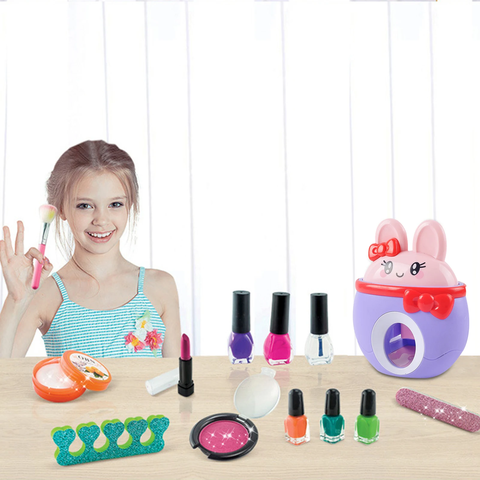 22Pcs/set Makeup Toys Kids Nail Art Kit Cute Pretend Play Set Stamper Perfect Gift For Girls Education | Красота и здоровье