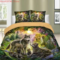 3d bed linens wolf duvet cover set animal printed single twin full queen king euro bed quilt cover bedding sets with pillowcases