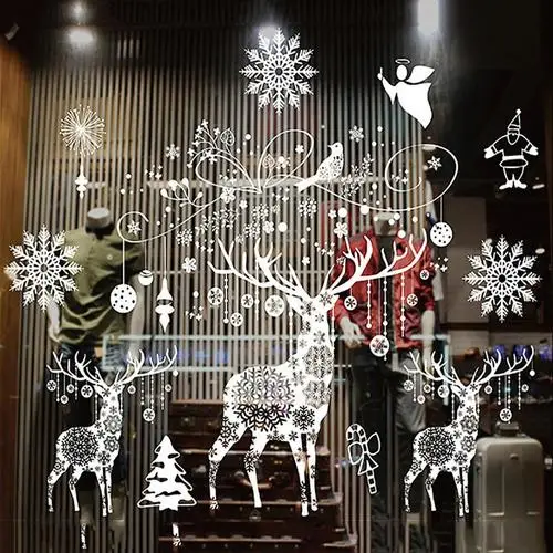 Festival Wall Sticker Christmas Snowman Showcase stickers Merry Christmas Happy New Year Create atmosphere Glass Window stickers