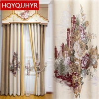 luxury jacquard villa curtains for living room windows high quality embroidered voile curtain for bedroom hotel apartments