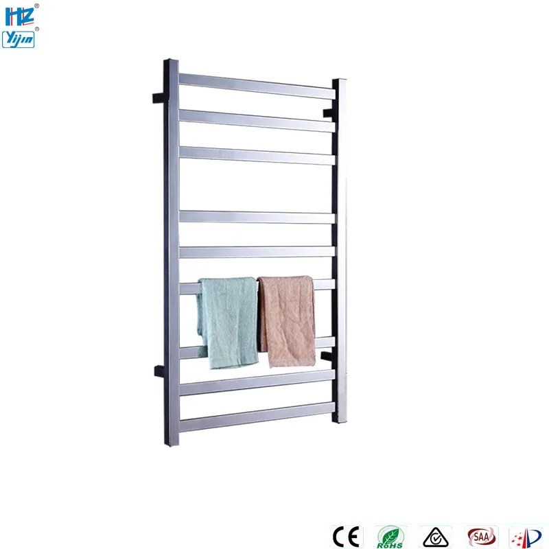 

ARE Bathroom Electric Heated Towel Rack Wall Mounted Square Tube Towel Warmer Rails 304 Stainless Steel Towel Dryer Shelf