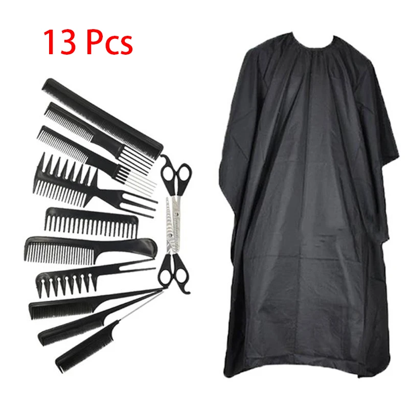 

13/16Pcs Hair Cutting Tool Hairdressing Kit Haircut Cape Scissors Thinning Comb For Home Salon Barber Supplies