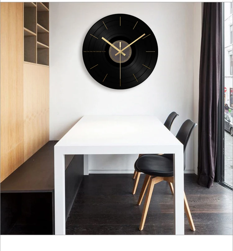 Большие черные стеклянные скандинавские настенные часы современный дизайн
