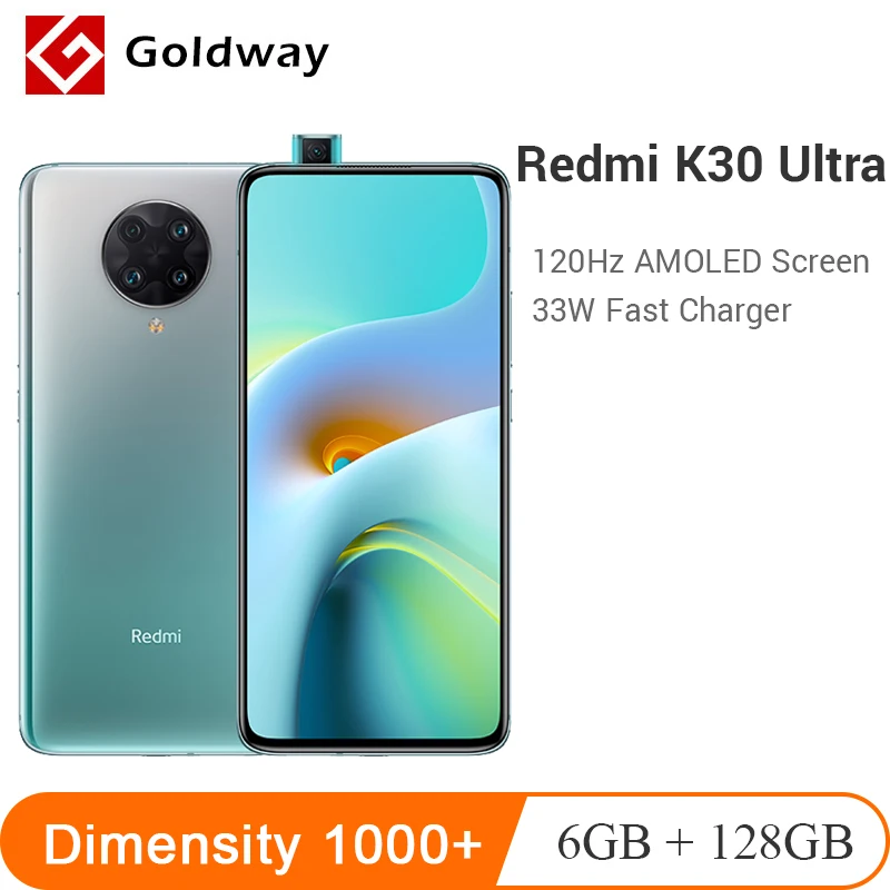 Оригинальный Redmi K30 Ultra 6 Гб RAM 128 ГБ ROM мобильный телефон MTK Dimensity 1000 + 64 Мп Quad Camera NFC 67