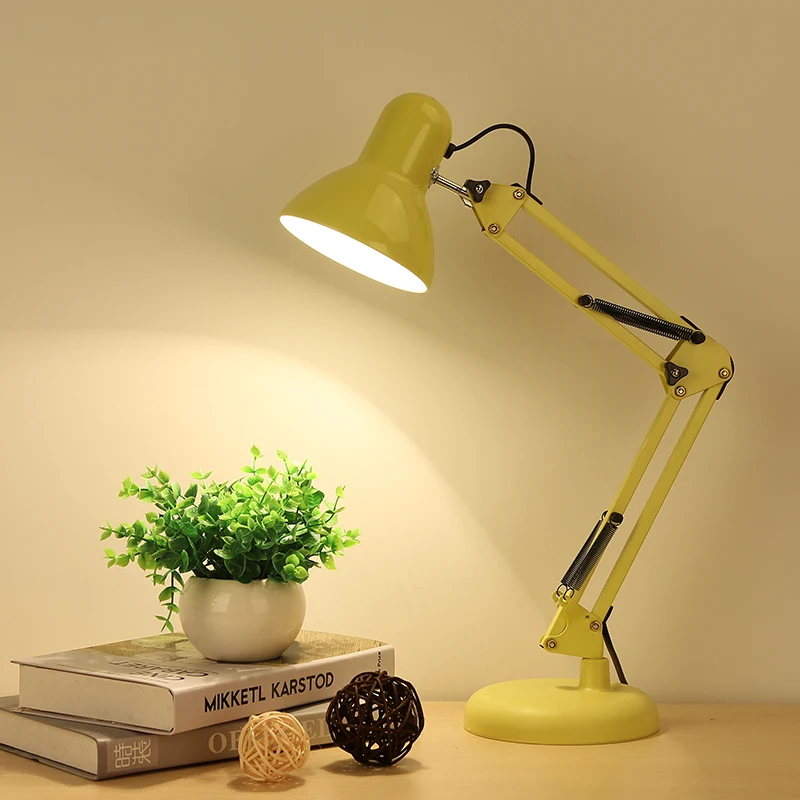 저렴한 현대 LED 긴 스윙 암 조절 유연한 클래식 책상 램프 E27 클립 테이블 램프, 연구 사무실 독서 야간 조명