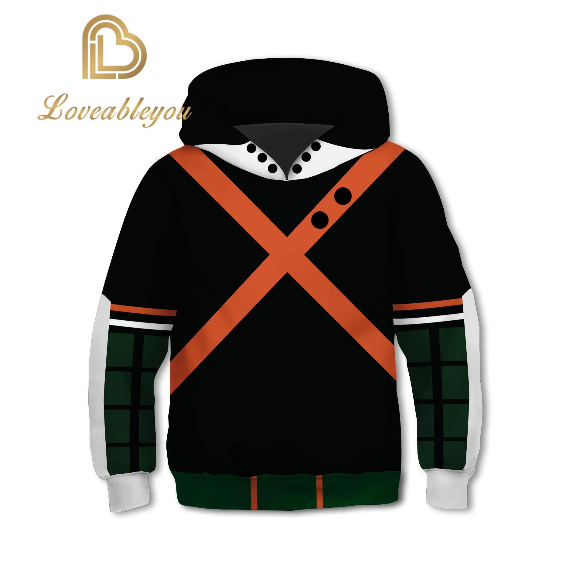 Детские толстовки с капюшоном аниме 3D костюм для косплея Мой герой одежда