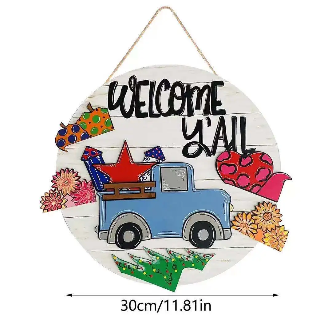 

Welcome to My Family Magnetic Suction Wood Interchangeable DIY Holiday Doorplate Home Decoration