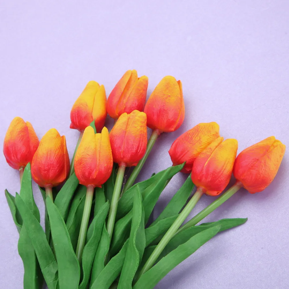 

10pcs/lot PU single small silk Tulips Artificial Silk Tulips Flores Bouquets flowers for house Wedding decoration cheap Flower