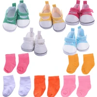 5 colors canvas doll shoes and socks accessories to choose for 18 inch doll 43 cm born baby dollsour generationtoy for girl