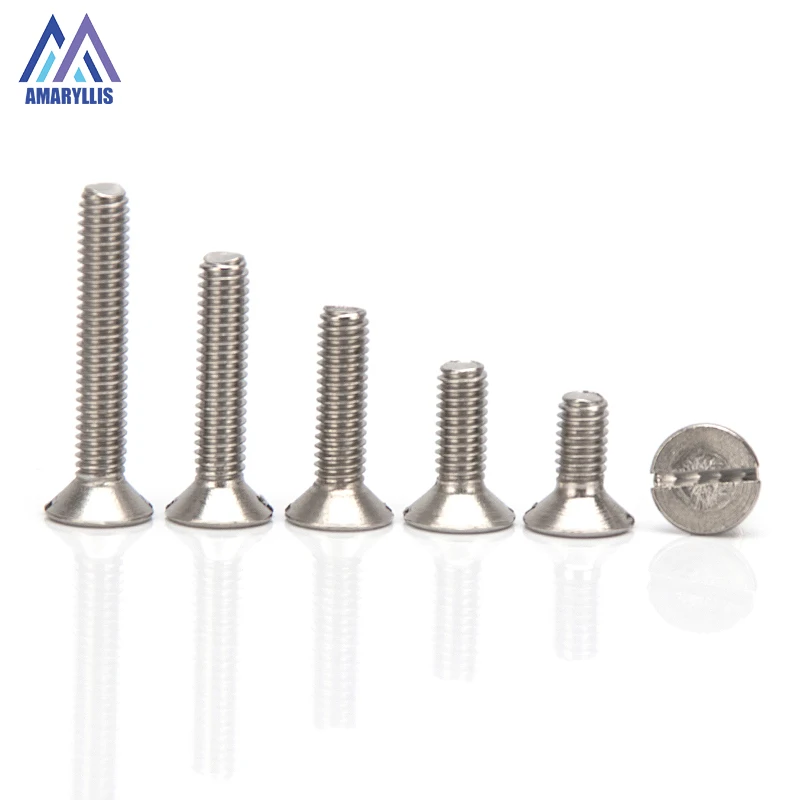 

304 винты из нержавеющей стали с резьбой и потайной плоской головкой, болты, твердые крепежные болты M3 M4 M5, длина 5 мм-30 мм