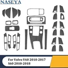 Черные наклейки из углеродного волокна для Volvo V60 2010-2017 S60 2010-2018, декоративные аксессуары для салона автомобиля