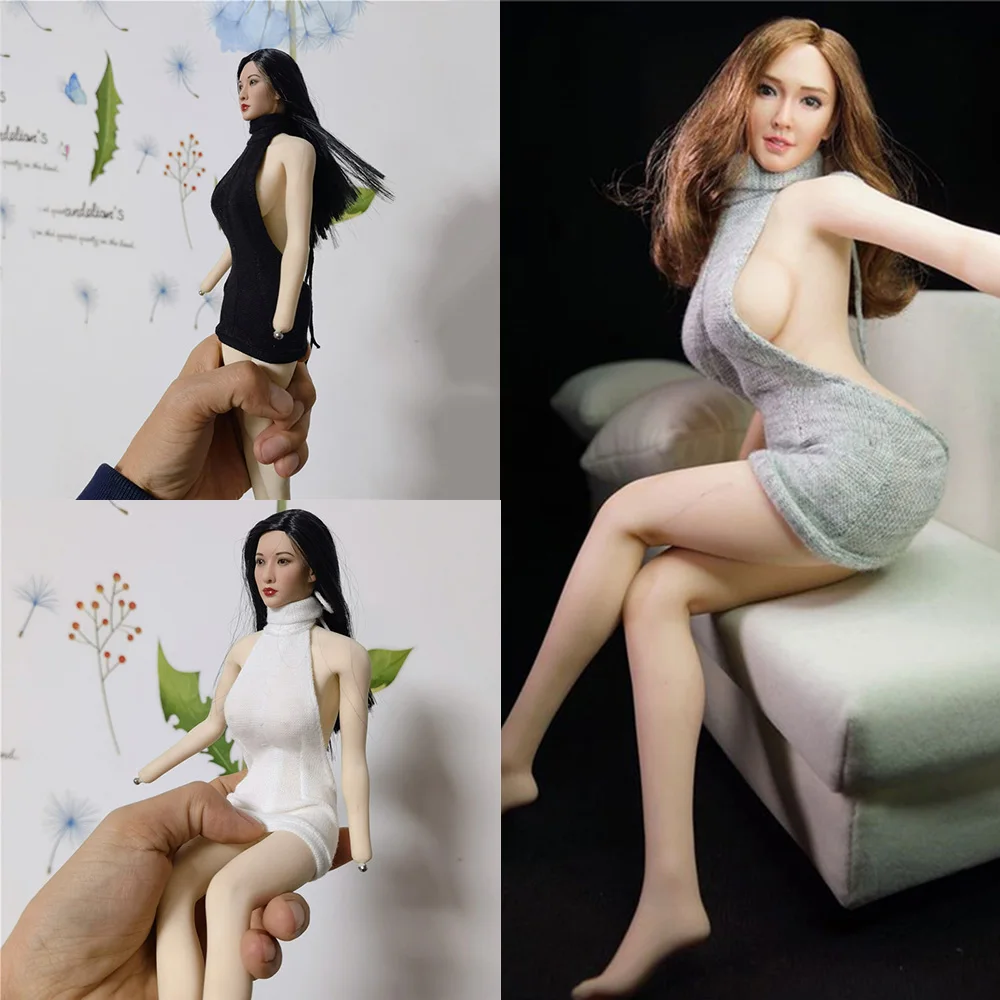 

In Stock 1/6 Female Soldier Clothes Model Wearing Sexy Backless Sweater Leaking Back Sweater for 12 inch Action Figure Body