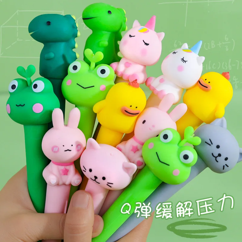 

20 pcs/lot Creative Animal Decompression Gel Pen Cute 0.5mm Black Neutral Pens School Office writing Supplies Promotional Gift