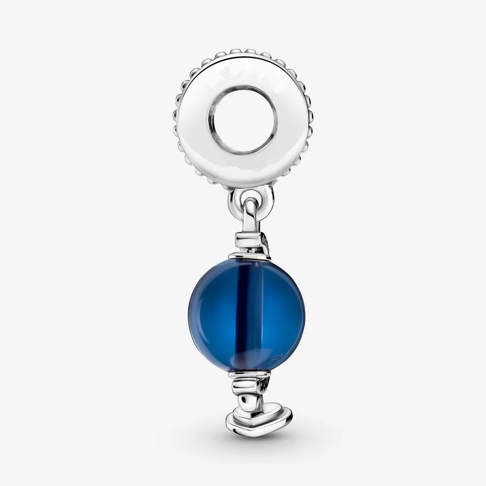 

100% 925 Sterling Silver Classic Fairy Crystal Blue Globe Dangle Charm Pendant Bracelet DIY Accessories Wholesale