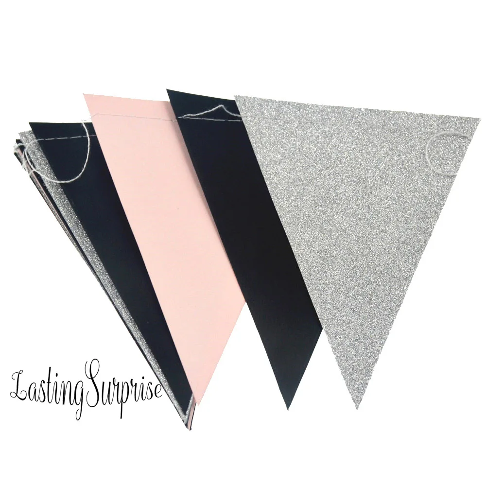 2 м * 5 см розовая черная серебристая блестящая Бумажная гирлянда круг блёстки для