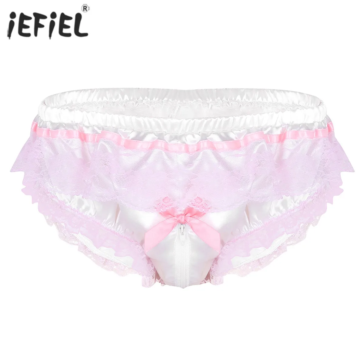 Милые гофрированные Цветочные кружевные мужские стринги на молнии с