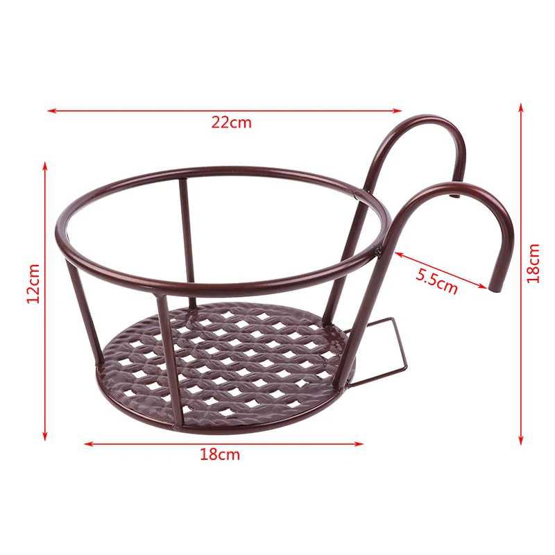 

3Sizes Garden Supplies Outdoor Hanging Basket Plant Iron Racks Fence Balcony Round Flower Pot Decoration