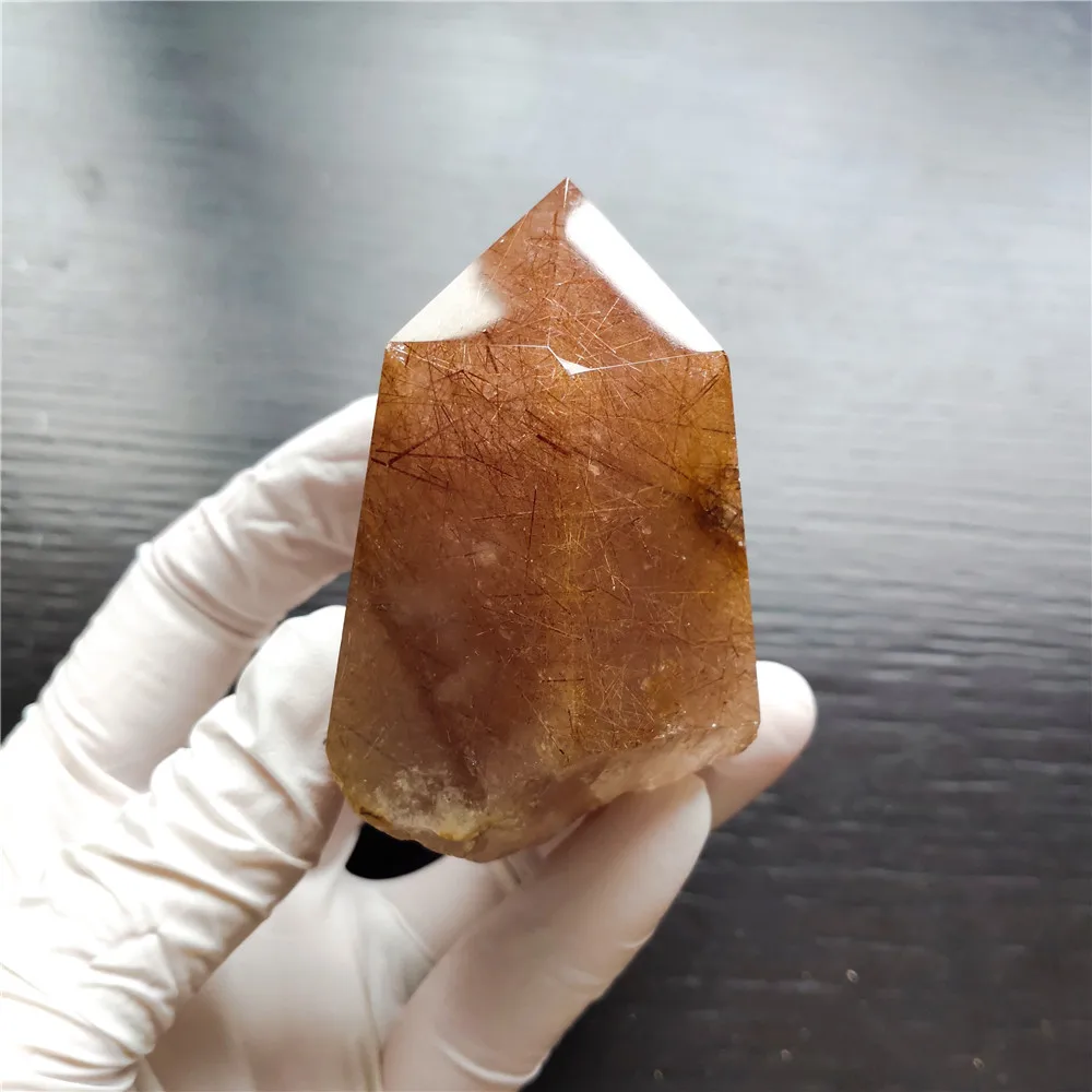 

Rutilated Quartz Point Crystal Tower Natural Meditation Stones Healing Mineral Energy Supply Generator Home Decor. Gift Gemstone