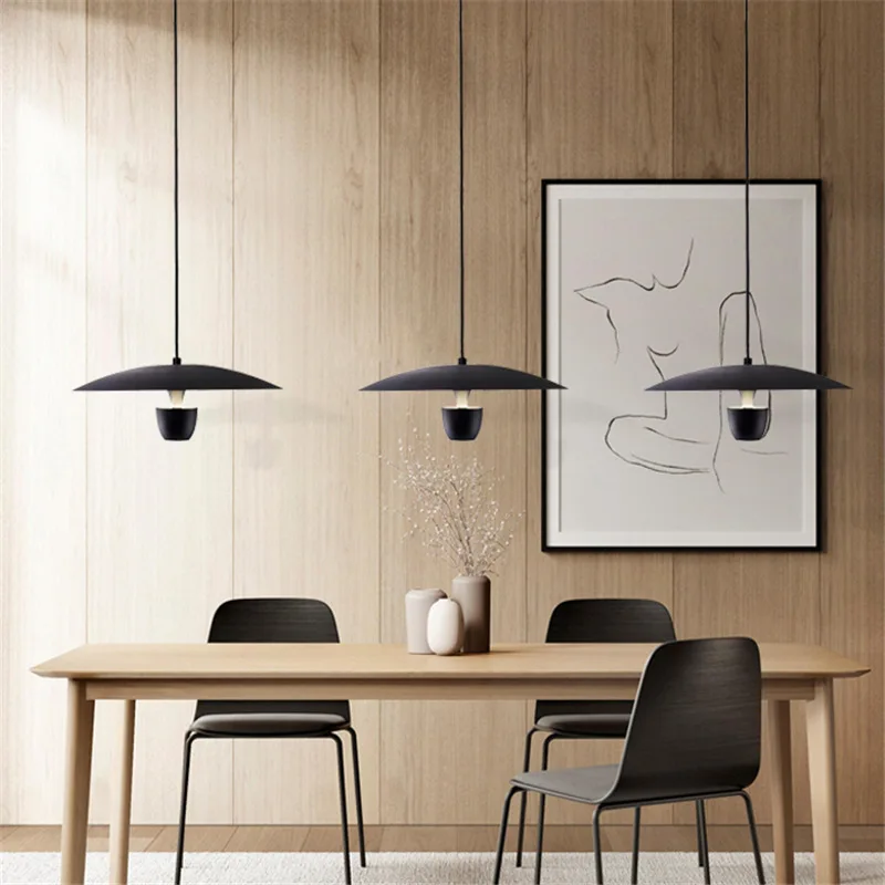 

Nordic Simplicity Pendant Light Black White Umbrella Shape Led Suspend lamp for Restaurant Living Room Parlor Foyer Luminaire