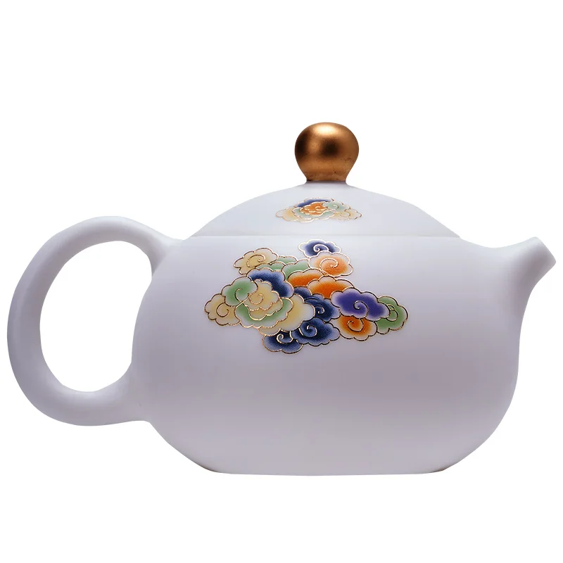 

Винтажный чайник с крышкой, китайский фильтр, кунг-фу, белый фарфоровый чайник ручной работы, бытовые кухонные принадлежности для столовой, ...