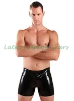 100 handmade latex boxer shorts with 2 crotch zippers exotic apparel rubber male briefs underpants hot sale